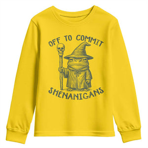 Wizard Frog Youth Sweatshirt Funny Off to Commit Shenanigans TS10 Daisy Print Your Wear
