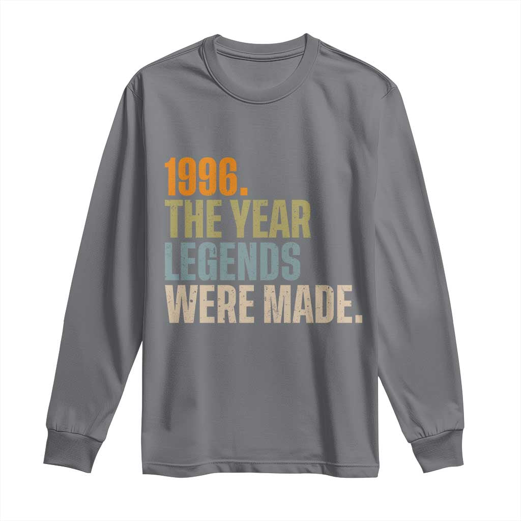30th Birthday Gift For Men Long Sleeve Shirt Vintage 1996 30 Years Old Birthday TS10 Charcoal Print Your Wear