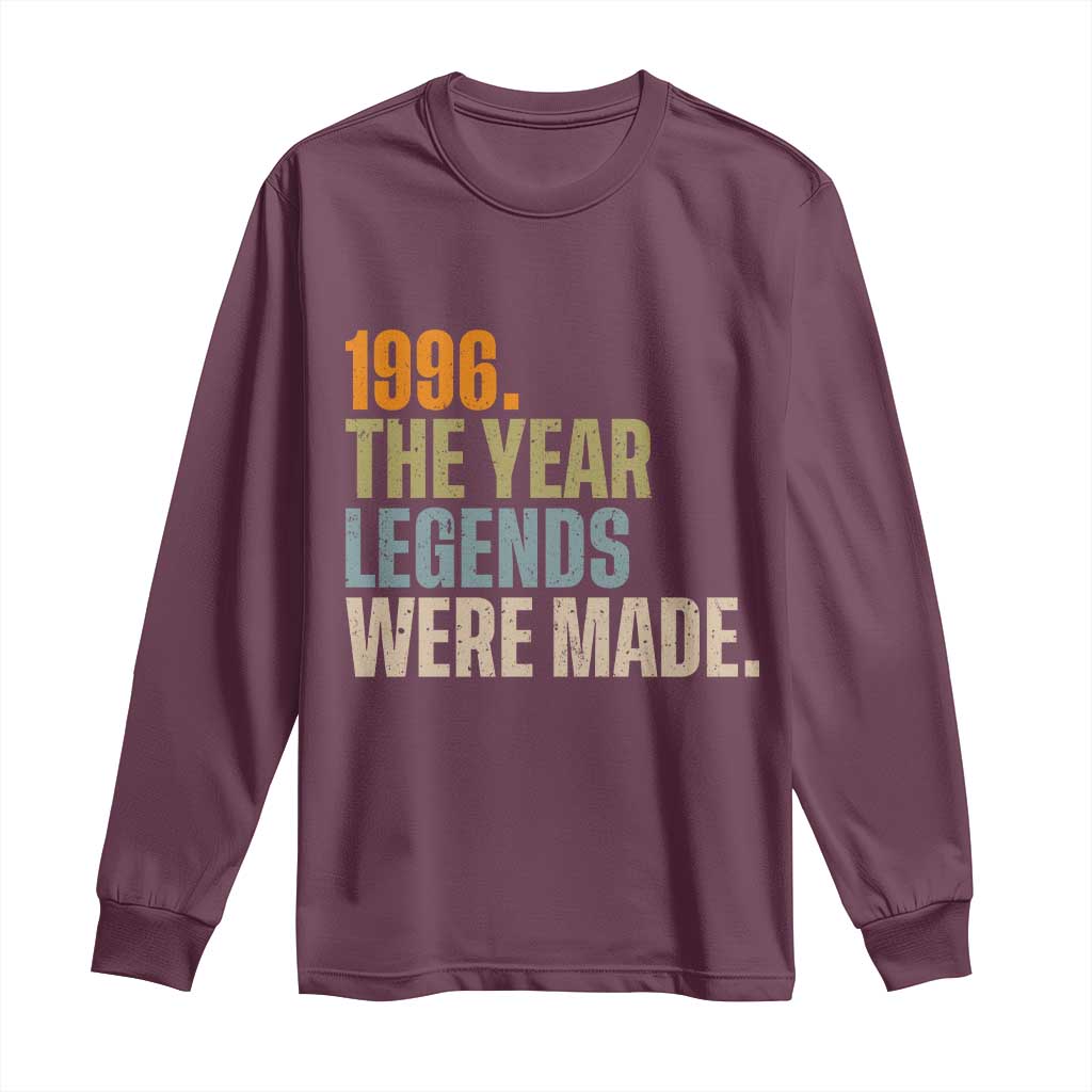 30th Birthday Gift For Men Long Sleeve Shirt Vintage 1996 30 Years Old Birthday TS10 Maroon Print Your Wear