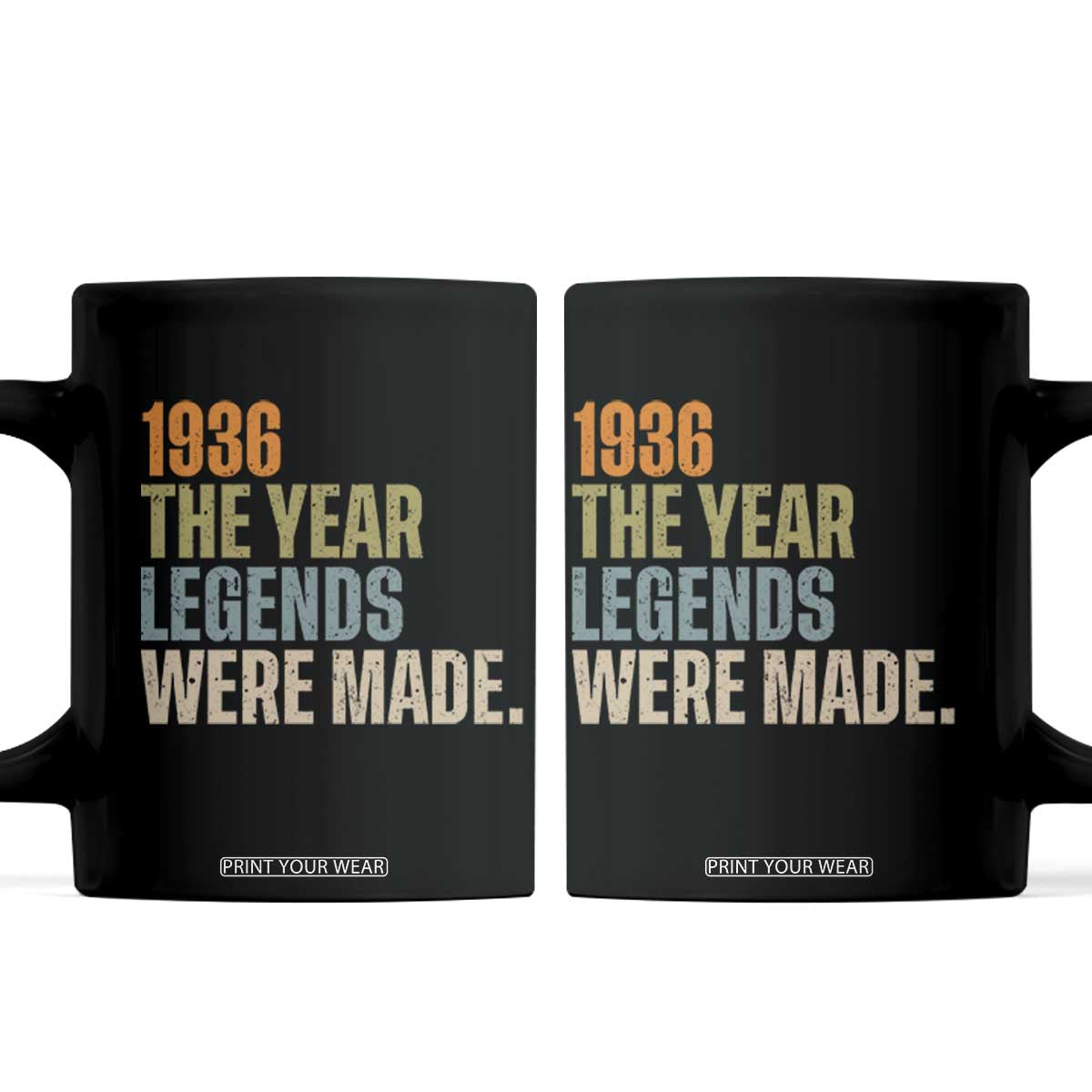 90th Birthday Gift For Men Coffee Mug Vintage 1936 90 Years Old Birthday TS10 Black Print Your Wear