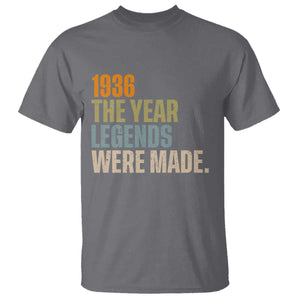 90th Birthday Gift For Men T Shirt Vintage 1936 90 Years Old Birthday TS10 Charcoal Print Your Wear