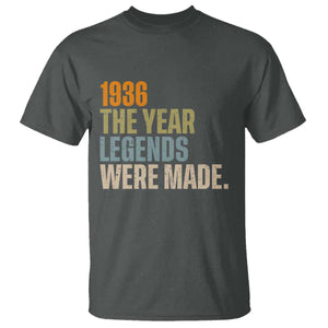 90th Birthday Gift For Men T Shirt Vintage 1936 90 Years Old Birthday TS10 Dark Heather Print Your Wear