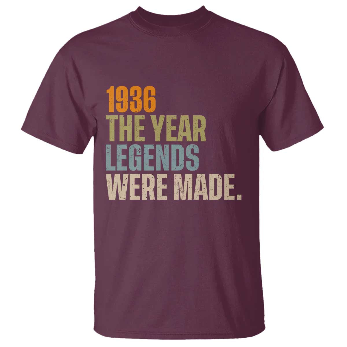 90th Birthday Gift For Men T Shirt Vintage 1936 90 Years Old Birthday TS10 Maroon Print Your Wear
