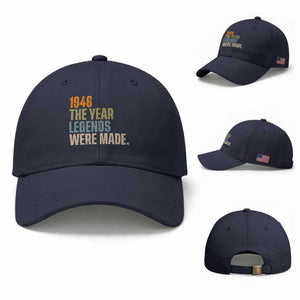 80th Birthday Gift For Men Baseball Cap Vintage 1946 80 Years Old Birthday TS10 Baseball Cap Universal Fit Navy Print Your Wear