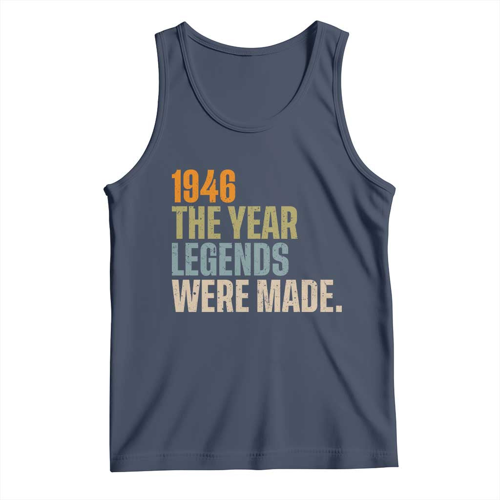 80th Birthday Gift For Men Tank Top Vintage 1946 80 Years Old Birthday TS10 Navy Print Your Wear