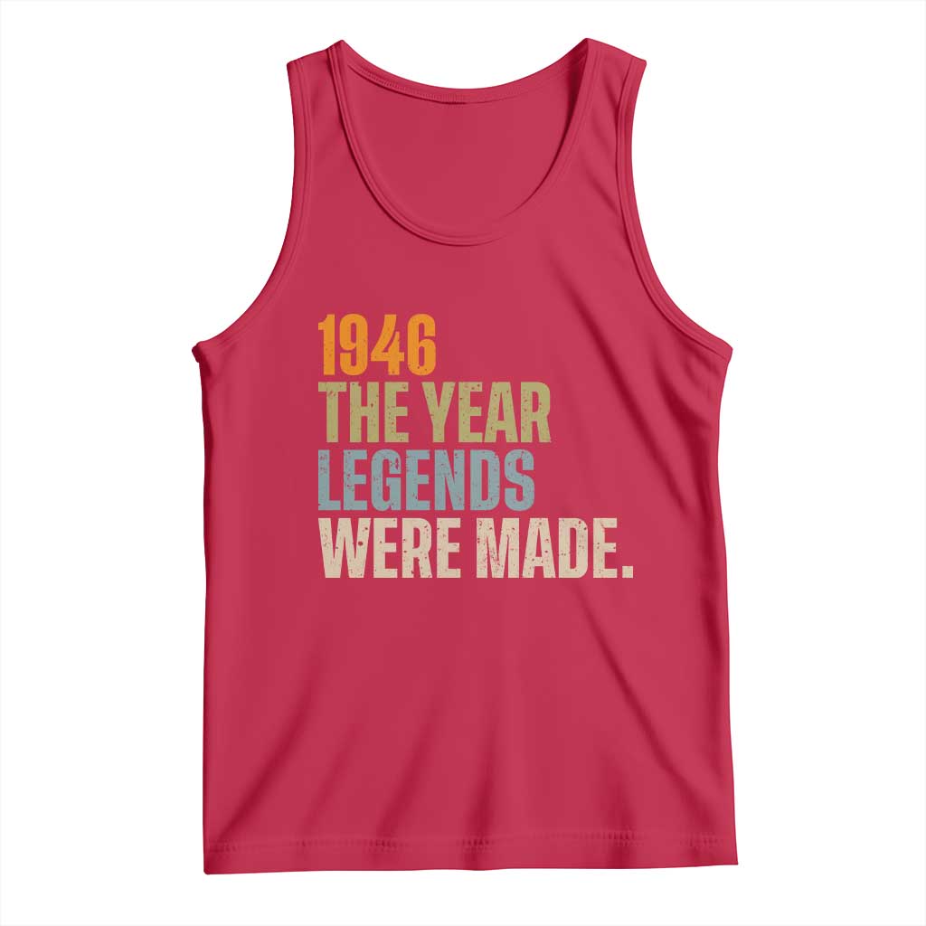 80th Birthday Gift For Men Tank Top Vintage 1946 80 Years Old Birthday TS10 Red Print Your Wear
