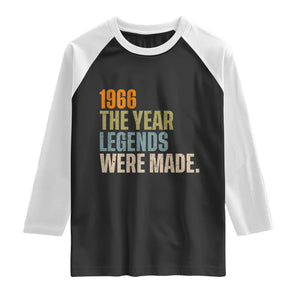 60th Birthday Gift For Men Raglan Shirt Vintage 1966 60 Years Old Birthday TS10 Black White Print Your Wear