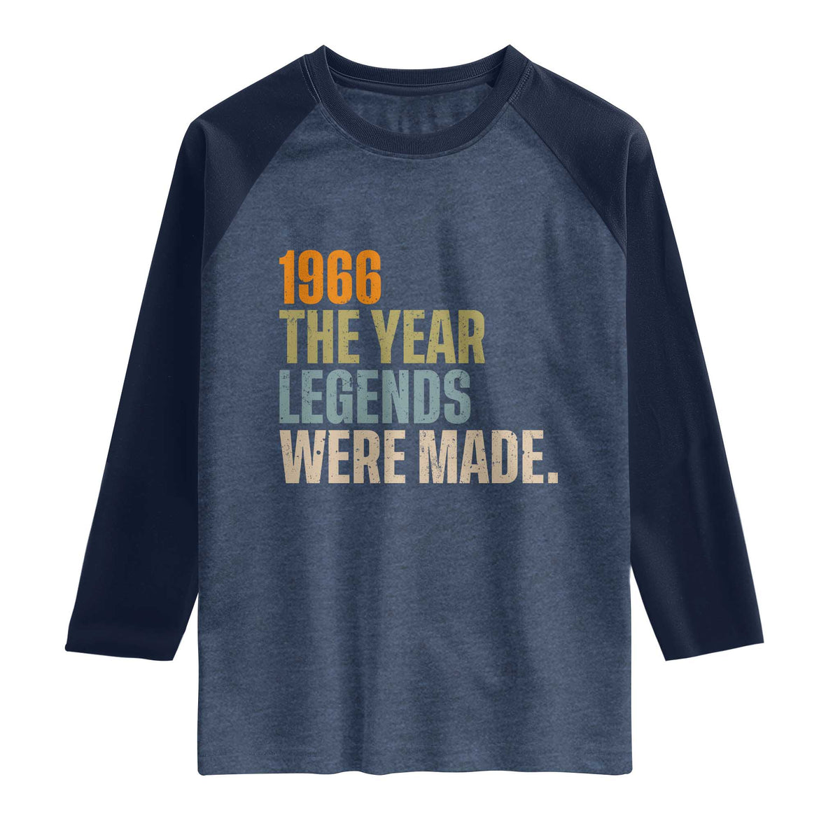 60th Birthday Gift For Men Raglan Shirt Vintage 1966 60 Years Old Birthday TS10 Heather Denim Navy Print Your Wear