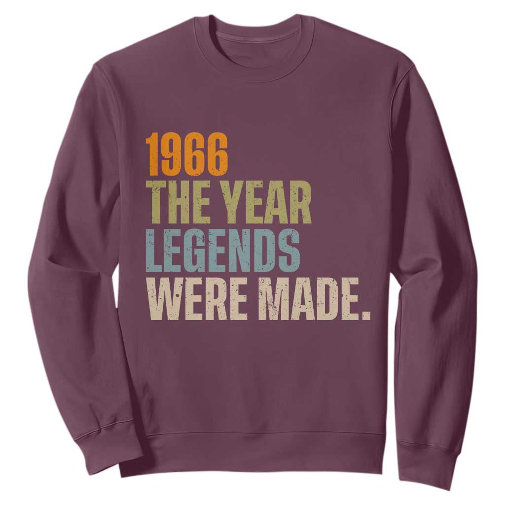 60th Birthday Gift For Men Sweatshirt Vintage 1966 60 Years Old Birthday TS10 Maroon Print Your Wear