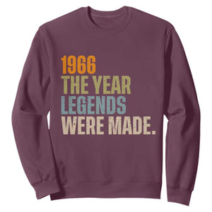 60th Birthday Gift For Men Sweatshirt Vintage 1966 60 Years Old Birthday TS10 Maroon Print Your Wear