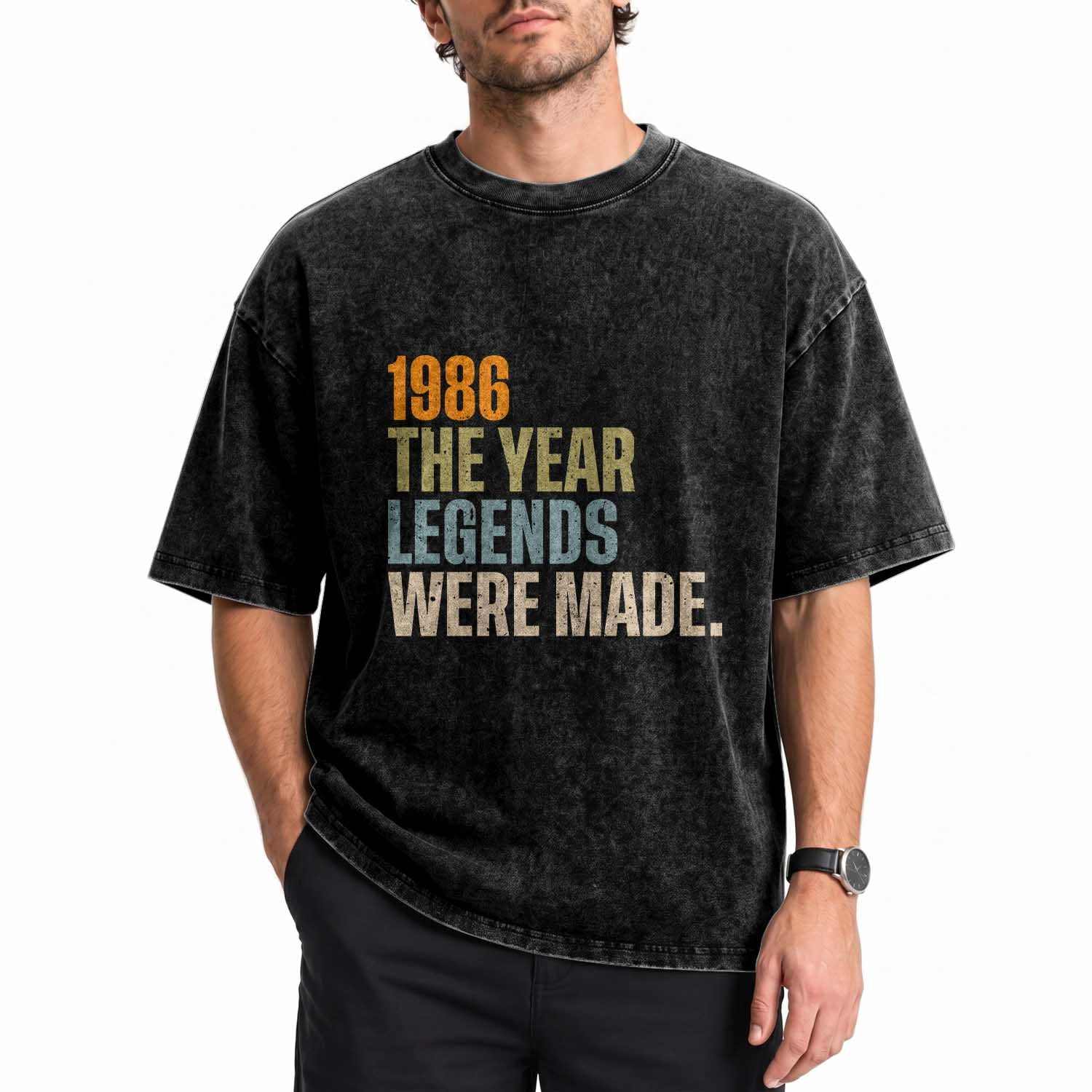 40th Birthday Gift For Men Washed Cotton T-Shirt Vintage 1986 40 Years Old Birthday