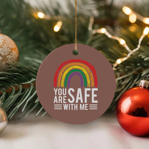 You Are Safe With Me Ceramic Ornament Retro Rainbow LGBTQ Ally Pride TS10 1pc Mocha Print Your Wear