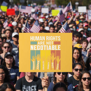 Human Rights Protest Sign Are Not Negotiable Retro Equality Statement TS10 Horizontal 18" × 24" Yellow Print Your Wear