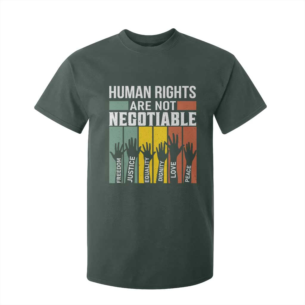 Human Rights T Shirt For Kid Are Not Negotiable Retro Equality Statement TS10 Dark Forest Green Print Your Wear