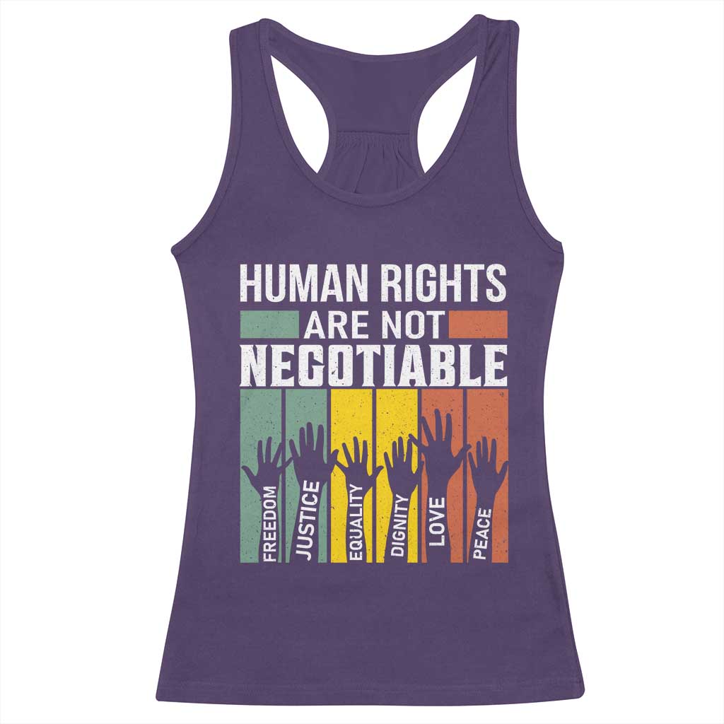 Human Rights Racerback Tank Top Are Not Negotiable Retro Equality Statement TS10 Purple Print Your Wear