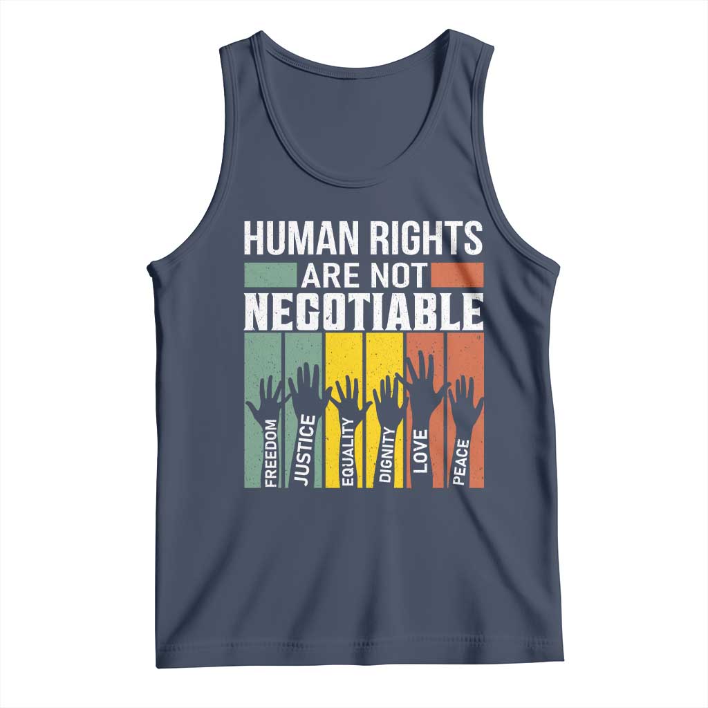 Human Rights Tank Top Are Not Negotiable Retro Equality Statement TS10 Navy Print Your Wear