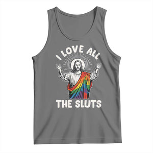 LGBTQ Jesus Tank Top I Love All The Sluts TS10 Black Heather Print Your Wear