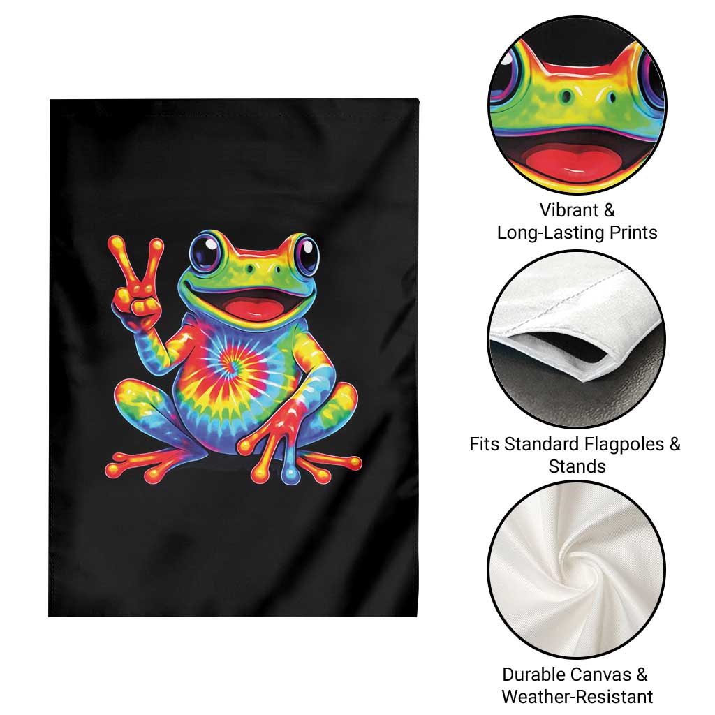 Tie-Dye Frog Peace Sign Hippie Garden Flag Toad Trends Effect Printing TS10 Print Your Wear