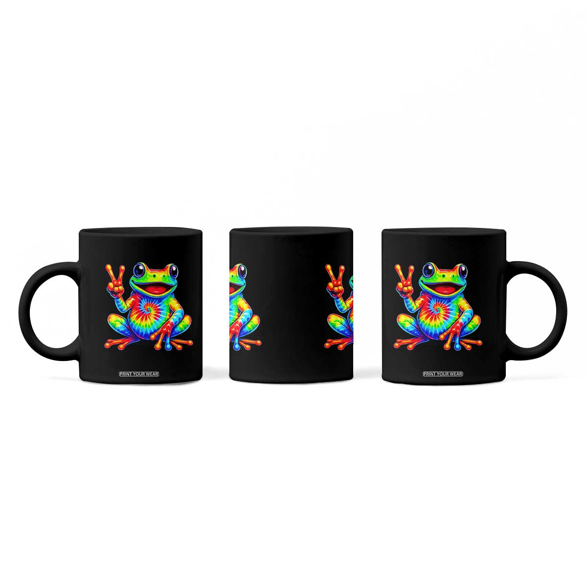 Tie-Dye Frog Peace Sign Hippie Coffee Mug Toad Trends Effect Printing TS10 Print Your Wear