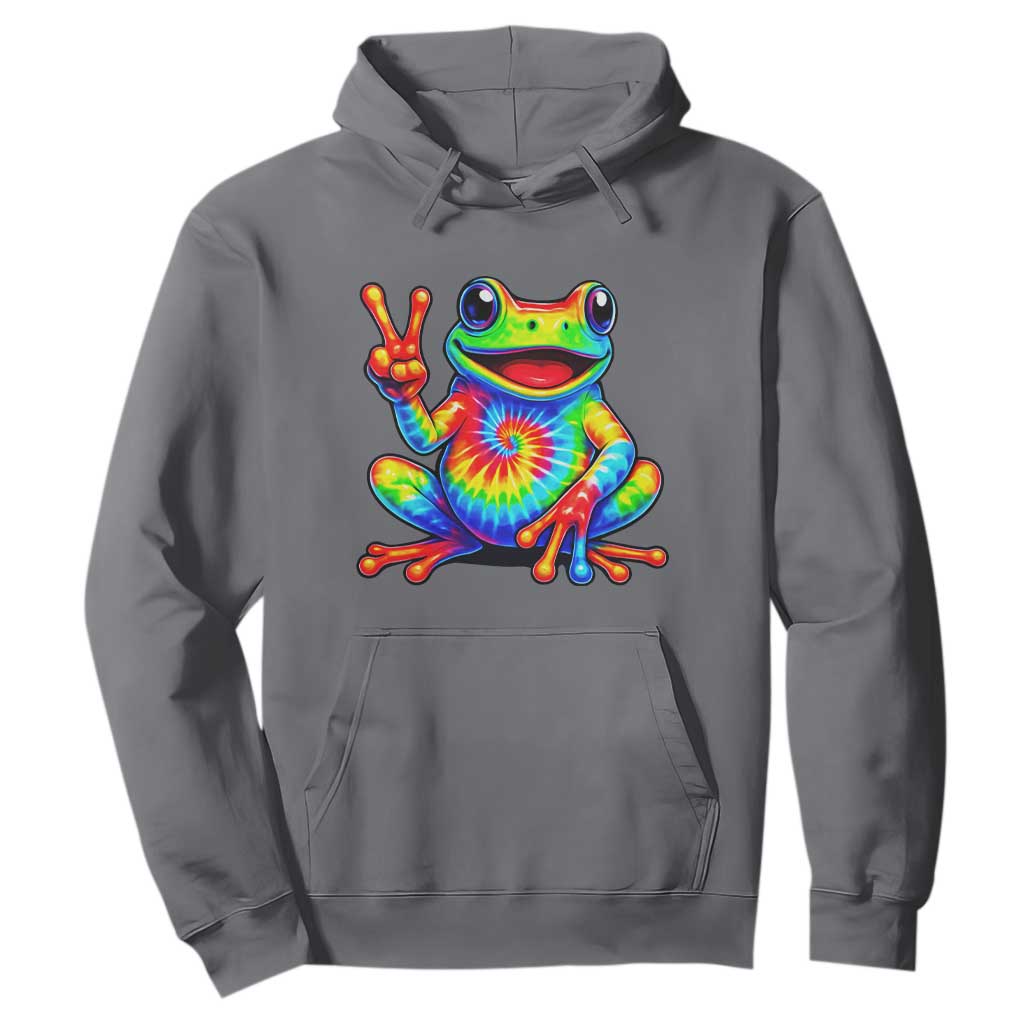 Tie-Dye Frog Peace Sign Hippie Hoodie Toad Trends Effect Printing TS10 Charcoal Print Your Wear