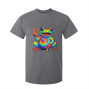 Tie-Dye Frog Peace Sign Hippie T Shirt For Kid Toad Trends Effect Printing TS10 Charcoal Print Your Wear