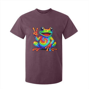 Tie-Dye Frog Peace Sign Hippie T Shirt For Kid Toad Trends Effect Printing TS10 Maroon Print Your Wear