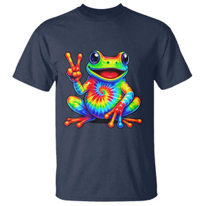 Tie-Dye Frog Peace Sign Hippie T Shirt Toad Trends Effect Printing TS10 Navy Print Your Wear