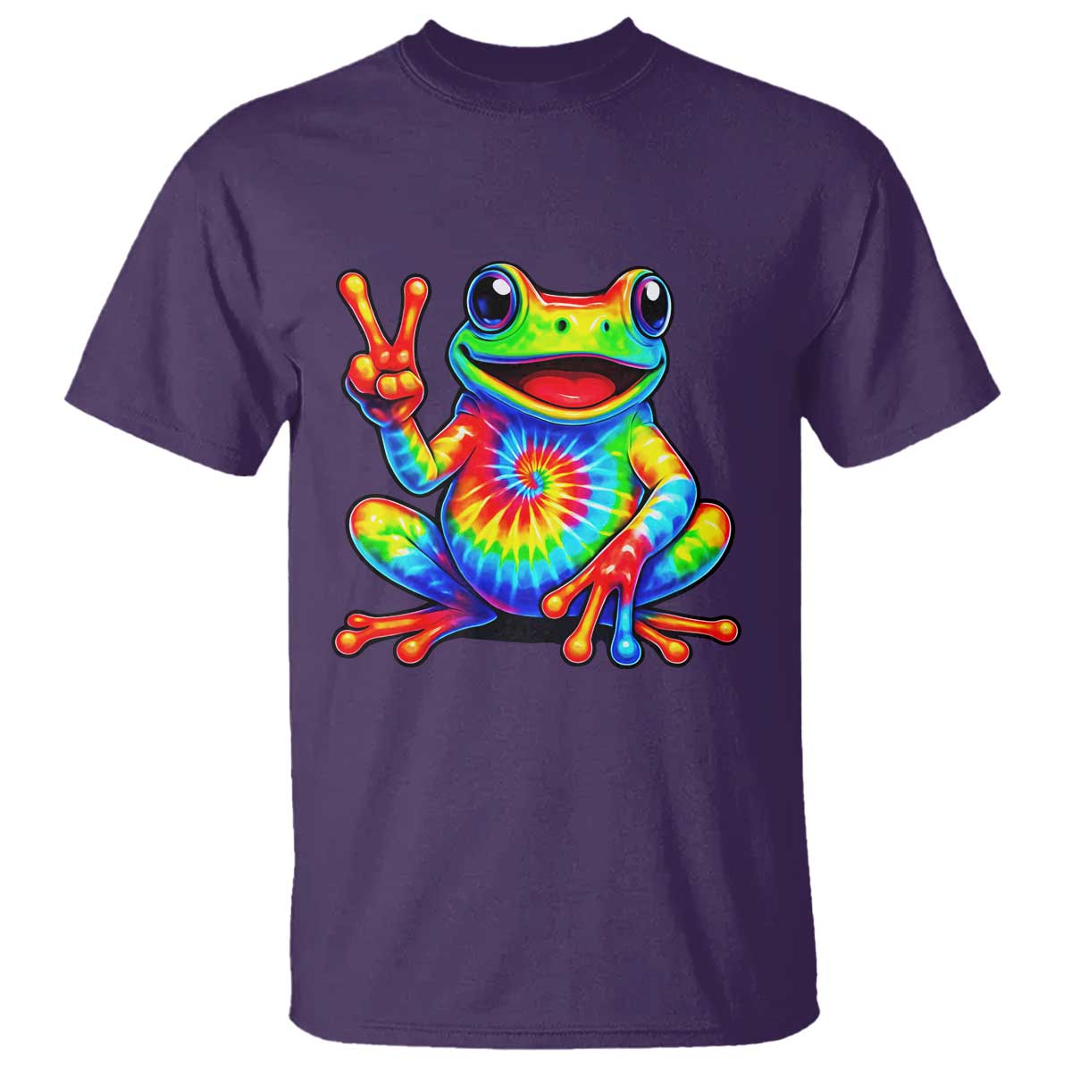 Tie-Dye Frog Peace Sign Hippie T Shirt Toad Trends Effect Printing TS10 Purple Print Your Wear