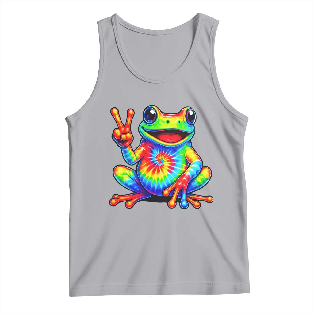 Tie-Dye Frog Peace Sign Hippie Tank Top Toad Trends Effect Printing TS10 Athletic Heather Print Your Wear