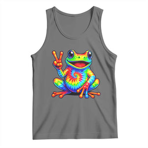 Tie-Dye Frog Peace Sign Hippie Tank Top Toad Trends Effect Printing TS10 Black Heather Print Your Wear