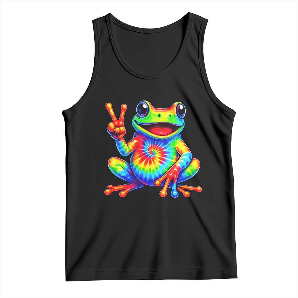 Tie-Dye Frog Peace Sign Hippie Tank Top Toad Trends Effect Printing TS10 Black Print Your Wear
