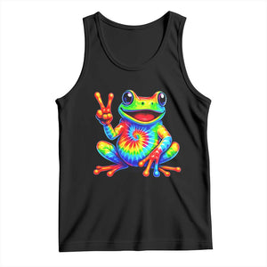 Tie-Dye Frog Peace Sign Hippie Tank Top Toad Trends Effect Printing TS10 Black Print Your Wear
