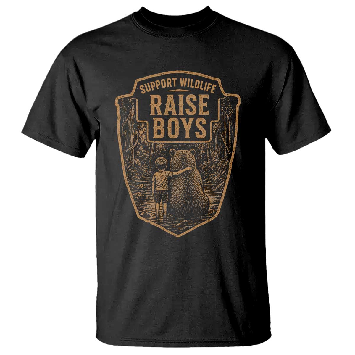 Support Wildlife Raise Boys T Shirt Funny Mama Bear Outdoor Family Nature Lover Gift TS10 Black Print Your Wear