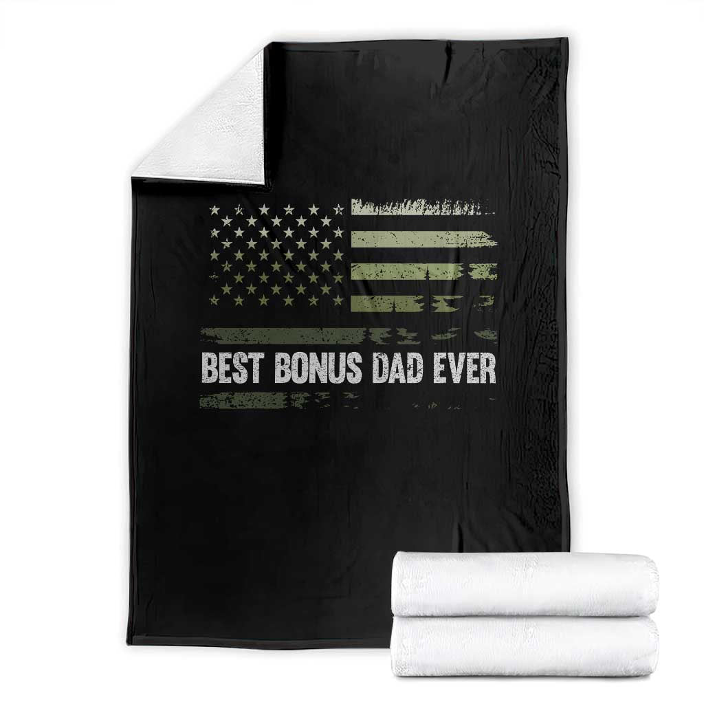 Best Bonus Dad Ever Throw Blanket Stepdad American Flag Trees Outdoor Wildlife Nature Vintage Forest TS10 Black Print Your Wear