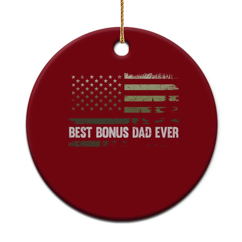 Best Bonus Dad Ever Ceramic Ornament Stepdad American Flag Trees Outdoor Wildlife Nature Vintage Forest TS10 1pc Red Print Your Wear