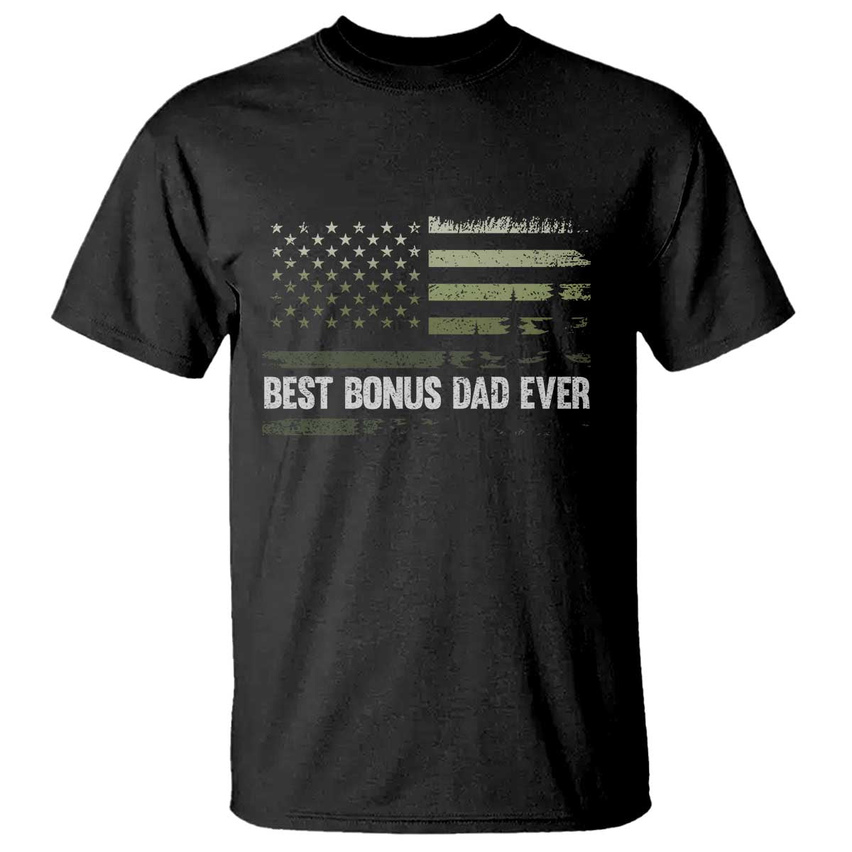 Best Bonus Dad Ever T Shirt Stepdad American Flag Trees Outdoor Wildlife Nature Vintage Forest TS10 Black Print Your Wear