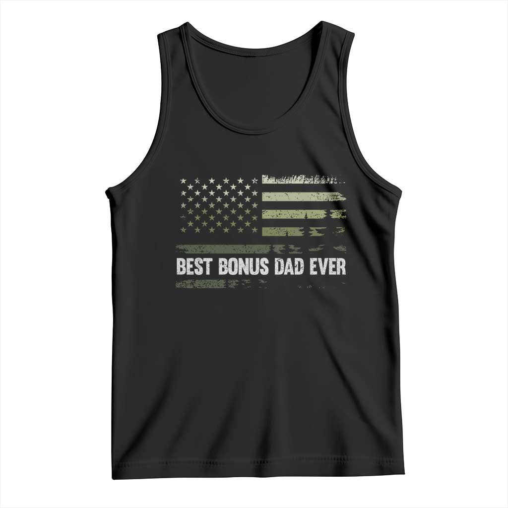 Best Bonus Dad Ever Tank Top Stepdad American Flag Trees Outdoor Wildlife Nature Vintage Forest TS10 Black Print Your Wear