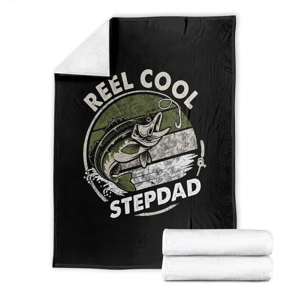 Reel Cool Stepdad Throw Blanket Fathers Day Gift for Fisherman Bonus Dad TS10 Black Print Your Wear