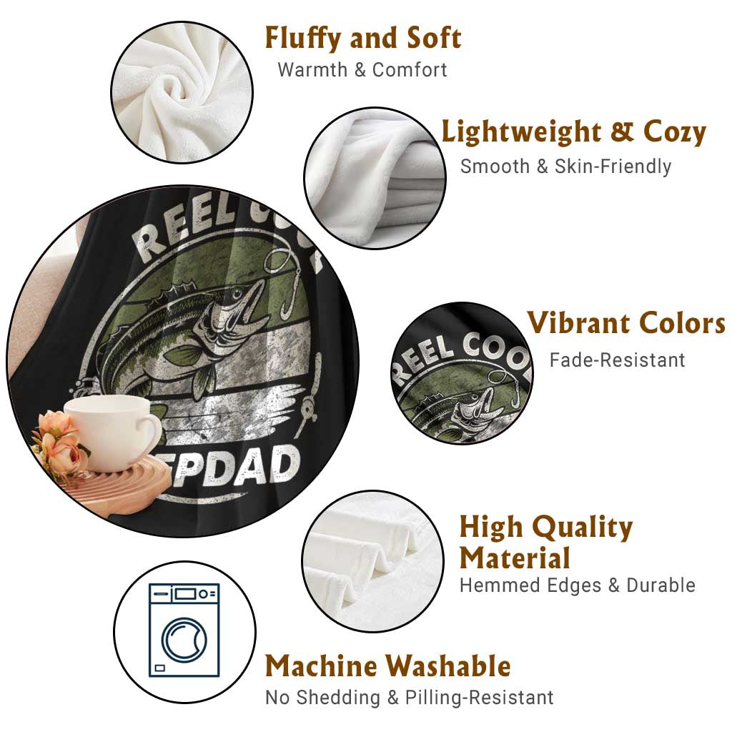 Reel Cool Stepdad Throw Blanket Fathers Day Gift for Fisherman Bonus Dad TS10 Print Your Wear