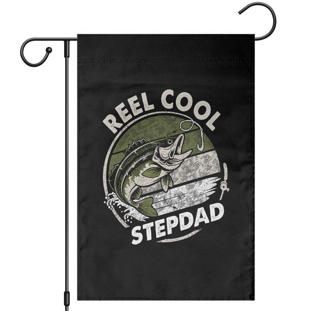 Reel Cool Stepdad Garden Flag Fathers Day Gift for Fisherman Bonus Dad TS10 Black Print Your Wear