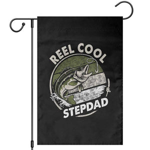 Reel Cool Stepdad Garden Flag Fathers Day Gift for Fisherman Bonus Dad TS10 Black Print Your Wear