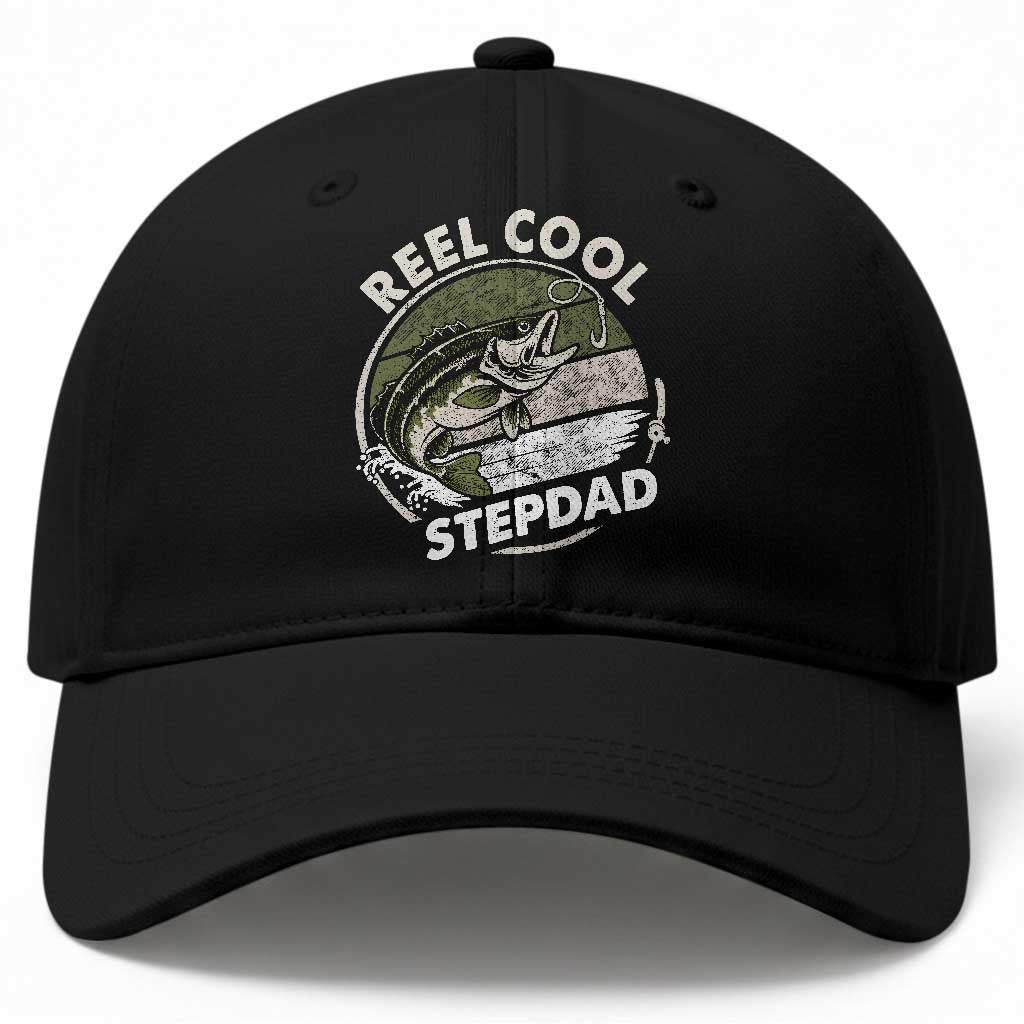 Reel Cool Stepdad Baseball Cap Fathers Day Gift for Fisherman Bonus Dad TS10 Print Your Wear