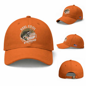 Reel Cool Stepdad Baseball Cap Fathers Day Gift for Fisherman Bonus Dad TS10 Baseball Cap Universal Fit Orange Print Your Wear