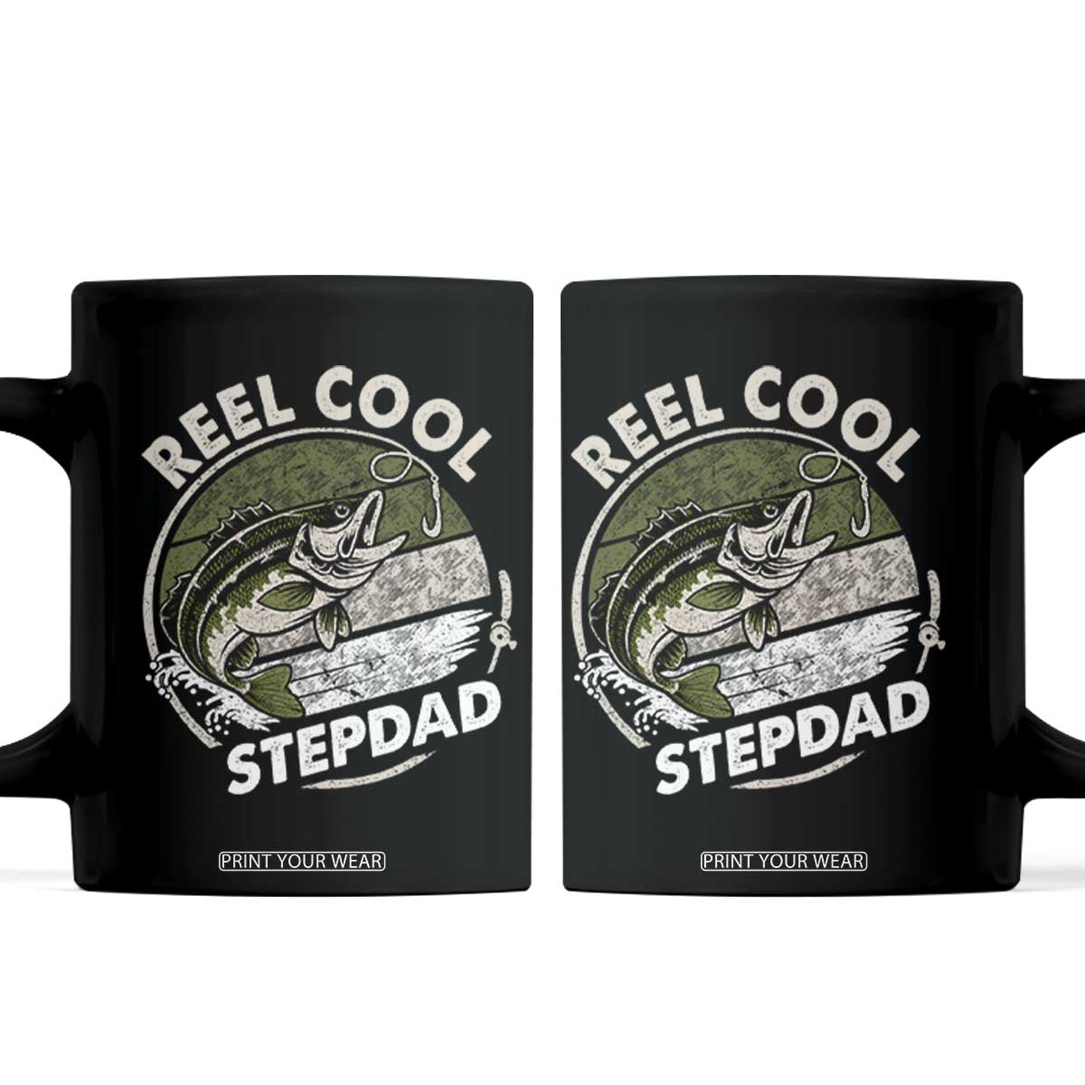 Reel Cool Stepdad Coffee Mug Fathers Day Gift for Fisherman Bonus Dad TS10 Black Print Your Wear