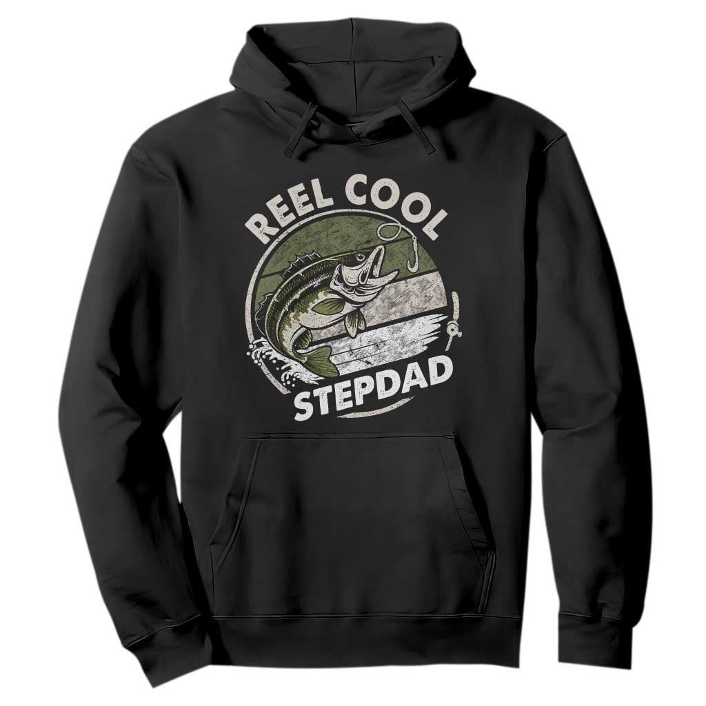 Reel Cool Stepdad Hoodie Fathers Day Gift for Fisherman Bonus Dad TS10 Black Print Your Wear