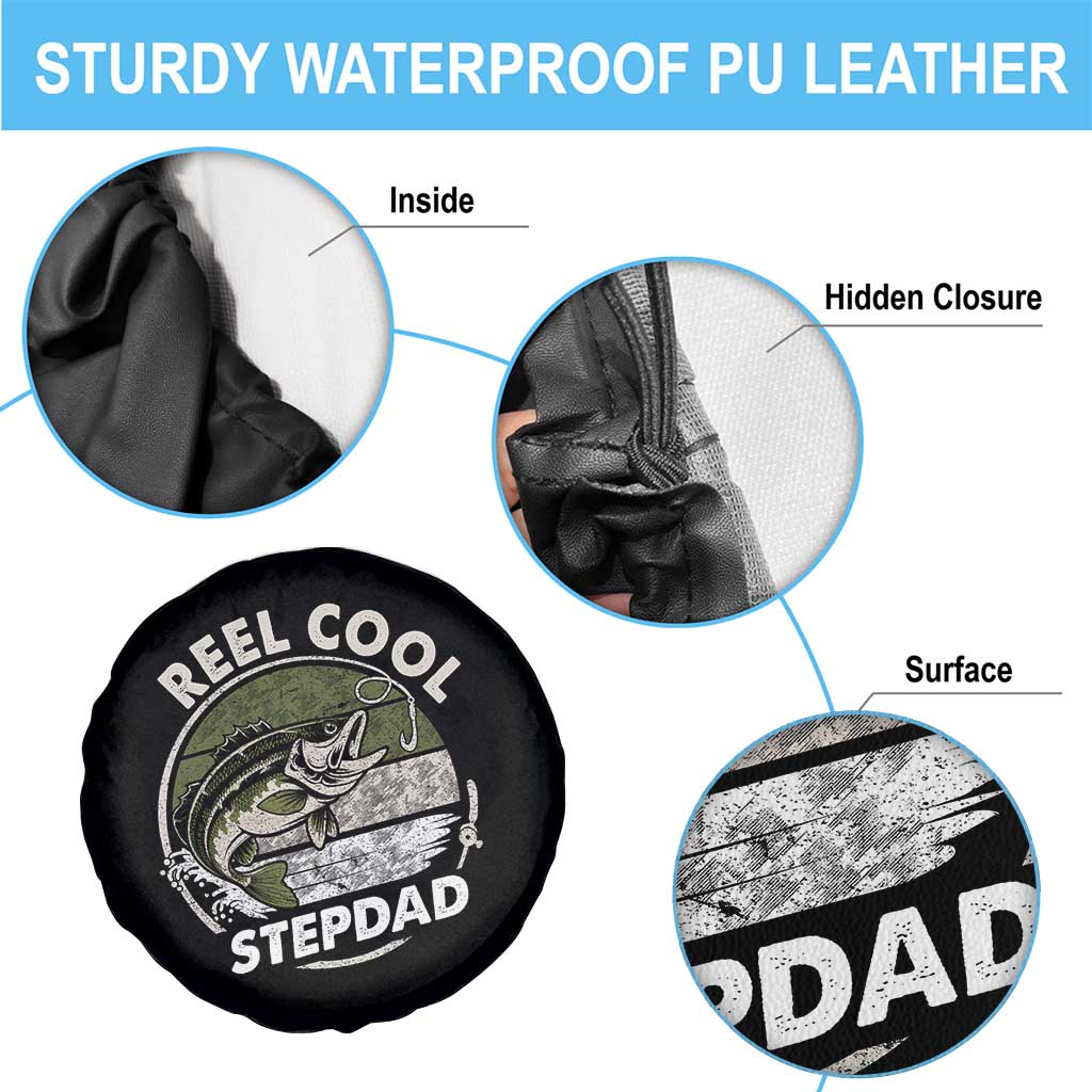 Reel Cool Stepdad Spare Tire Cover Fathers Day Gift for Fisherman Bonus Dad TS10 Print Your Wear