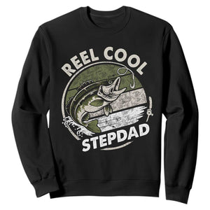 Reel Cool Stepdad Sweatshirt Fathers Day Gift for Fisherman Bonus Dad TS10 Black Print Your Wear
