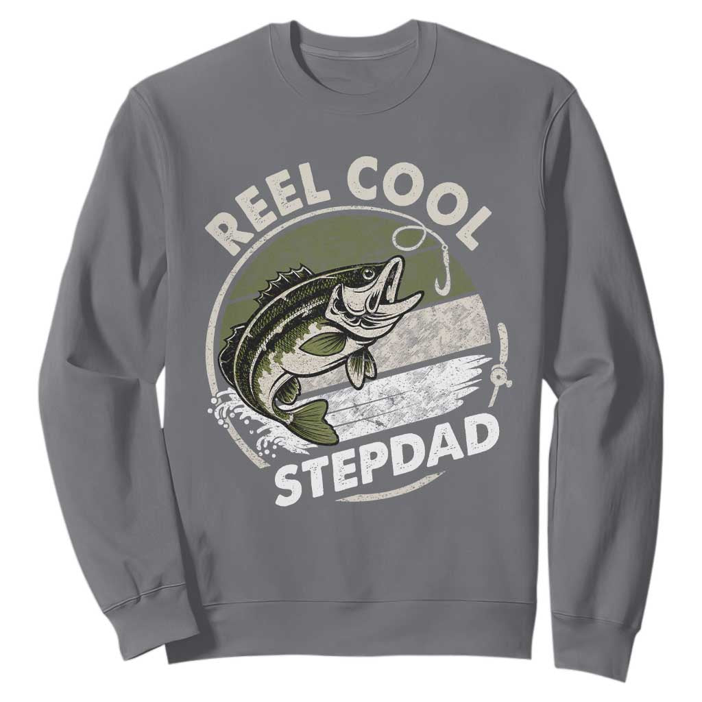 Reel Cool Stepdad Sweatshirt Fathers Day Gift for Fisherman Bonus Dad TS10 Charcoal Print Your Wear