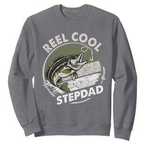 Reel Cool Stepdad Sweatshirt Fathers Day Gift for Fisherman Bonus Dad TS10 Charcoal Print Your Wear