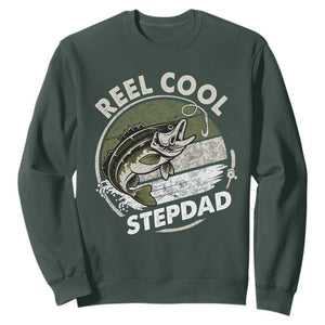 Reel Cool Stepdad Sweatshirt Fathers Day Gift for Fisherman Bonus Dad TS10 Dark Forest Green Print Your Wear